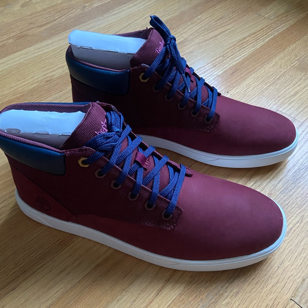 NEW Timberland Groveton leather/fabric chukka dark brown nubuck